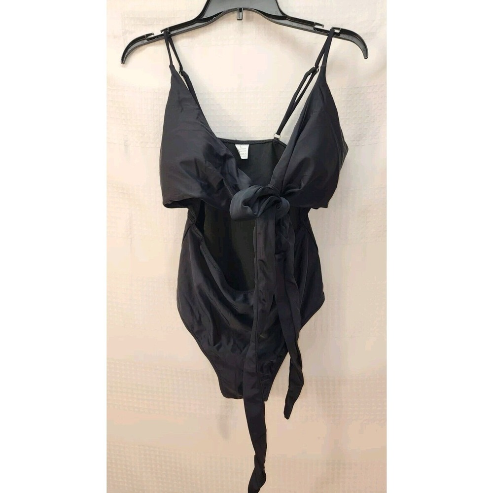 Womens Large Bathingsuit One Piece Padded Open Front Tie Bra Adjustable Strap